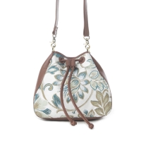 ALPINE schoudertas bruin leer met jacquard stof