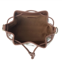 ALPINE schoudertas bruin leer met jacquard stof