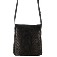 SNAKE leren crossbody met slangenprint zwart