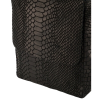 SNAKE leren crossbody met slangenprint zwart