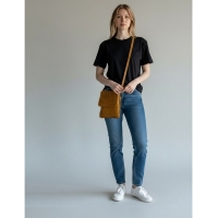 SNAKE leren crossbody met slangenprint cognac bruin