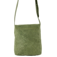 SNAKE leren crossbody met slangenprint groen