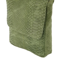 SNAKE leren crossbody met slangenprint groen