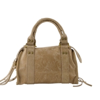 YONI kleine leren crossbody-handtas zandkleur