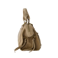 YONI kleine leren crossbody-handtas zandkleur