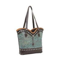 BLUE leren schoudertas turquoise bruin
