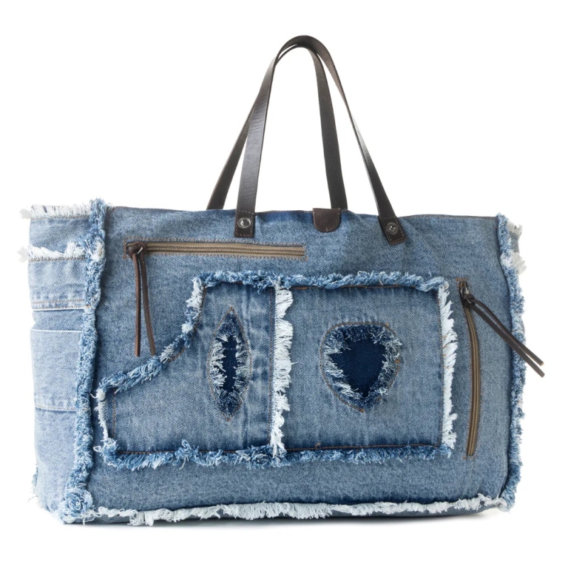 FRINGE blauw denim schoudertas
