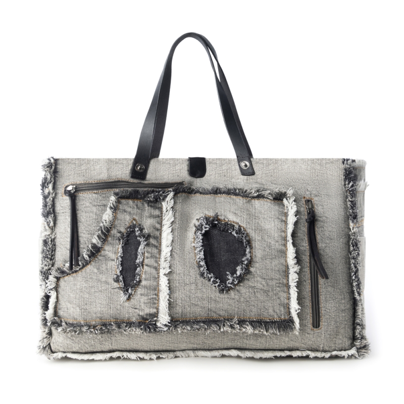 FRINGE zwart denim schoudertas