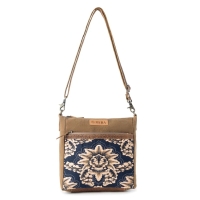 CREST NAVY crossbody tas met bloemprint blauw bruin