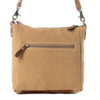 CREST OLIVE crossbody tas met bloemprint olijfkleur bruin