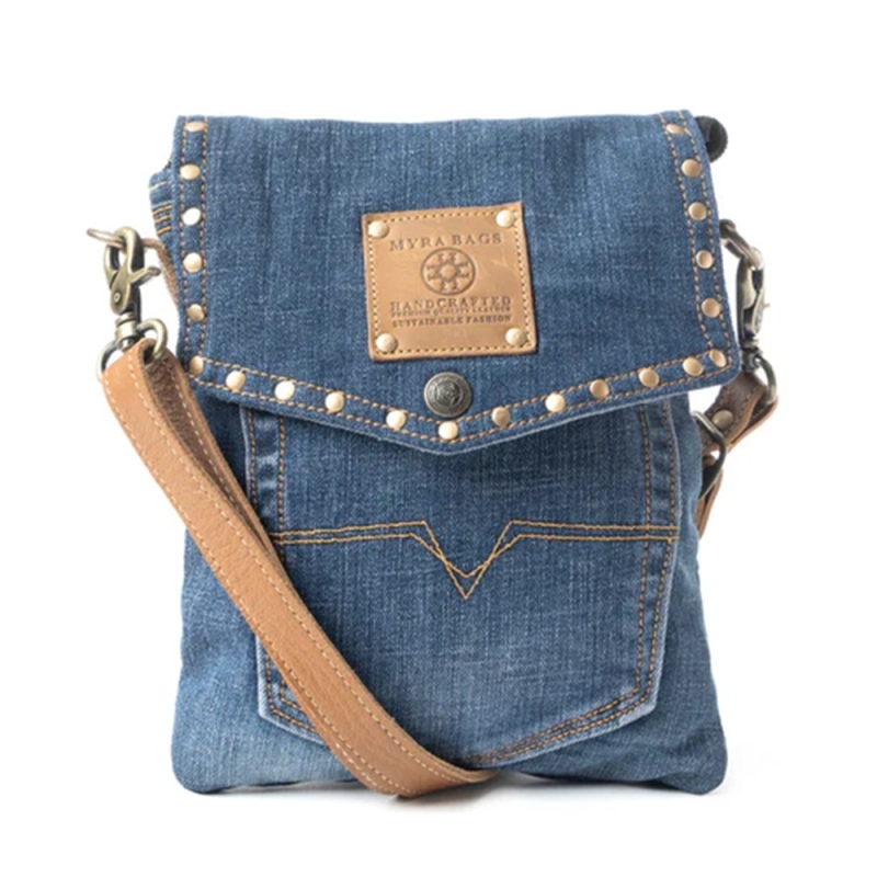 DAHLIA denim crossbody tas blauw