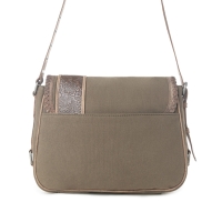 OUTLAW OLIVE schoudertas canvas en handbewerkt leer