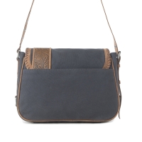 OUTLAW COPPER TAN schoudertas canvas en handbewerkt leer