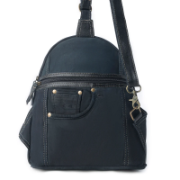 BANDIT DARKBLUE denim schoudertas met leer