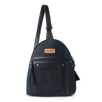 BANDIT DARKBLUE denim schoudertas met leer