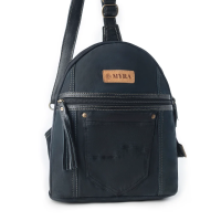 BANDIT DARKBLUE denim schoudertas met leer